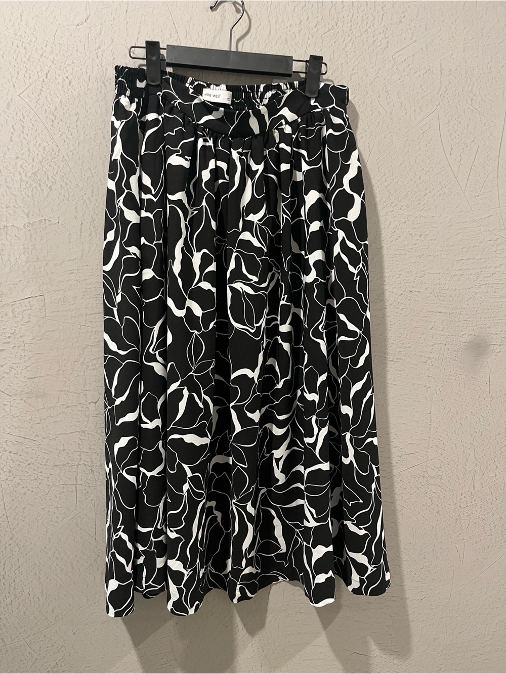 Nine West Black and White Floral A-Line Skirt